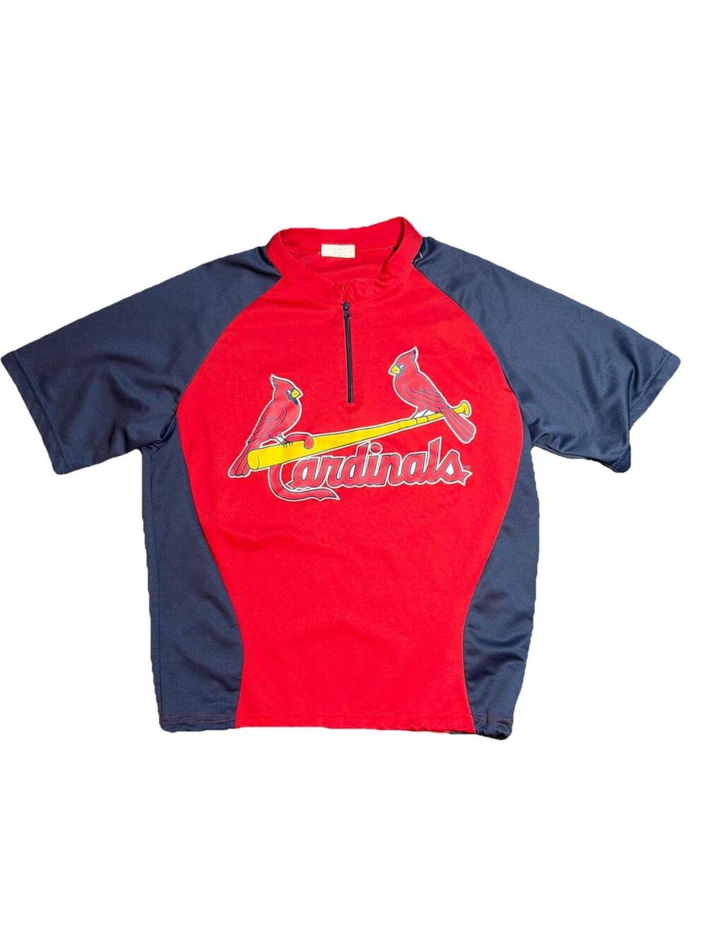 St Louis Cardinals Red Blue Quarter Zip Pullover Shirt Size XL Mlb Baseball VTG